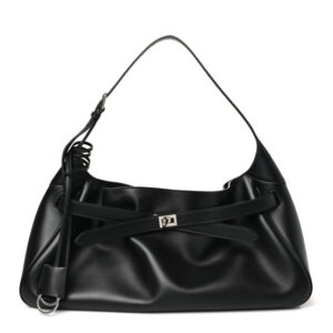 Pre-owned Balenciaga Smooth Calfskin Medium Bel Air Shoulder Bag Black