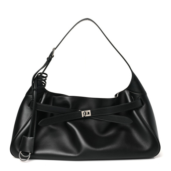 Pre-owned Balenciaga Smooth Calfskin Medium Bel Air Shoulder Bag Black