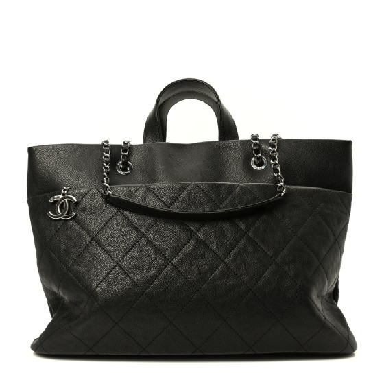 Pre-owned Chanel Caviar Quilted Shopping Tote Black