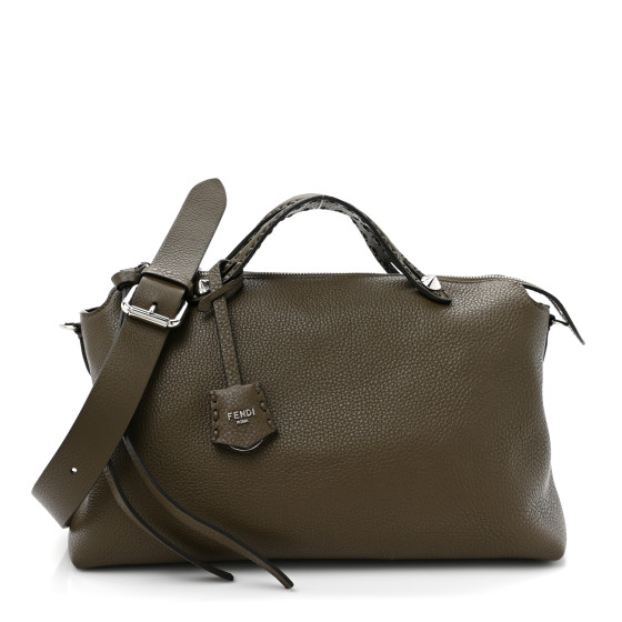 Pre-owned Fendi Cuoio Romano Selleria Large By The Way Boston Bag Wood