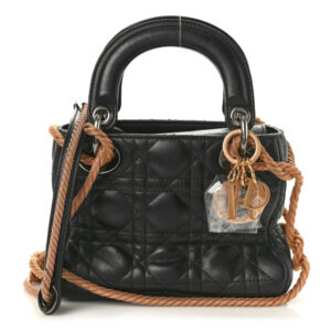 Pre-owned Dior Lambskin Cannage Mini Morgane Tschiember Lady Dior Black
