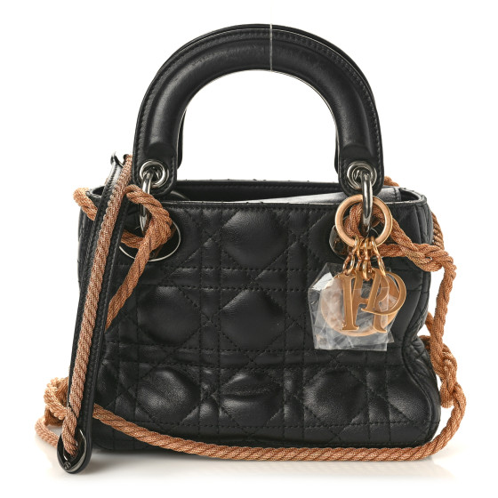 Pre-owned Dior Lambskin Cannage Mini Morgane Tschiember Lady Dior Black