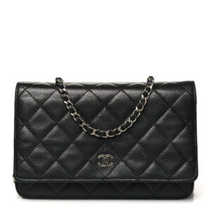 Pre-owned Chanel Caviar Quilted Wallet on Chain WOC Black