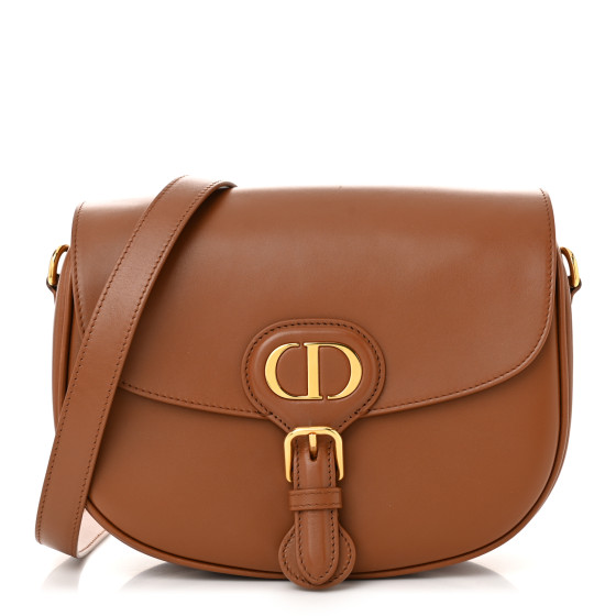 Pre-owned Dior Box Calfskin Medium Bobby Flap Golden Saddle