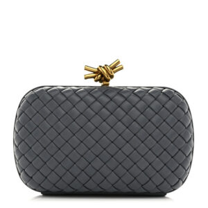 Pre-owned Bottega Veneta Nappa Intrecciato Minaudiere Knot Clutch Slate