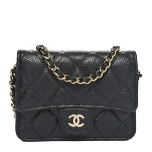 Pre-owned Chanel Caviar Quilted Mini Chain Bag Black