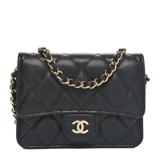Pre-owned Chanel Caviar Quilted Mini Chain Bag Black