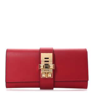 Pre-owned Hermes Tadelakt Medor 23 Clutch Rouge Vif