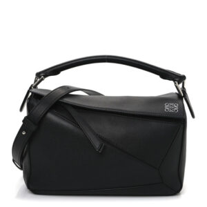 Pre-owned Loewe Calfskin Small Puzzle Bag Black