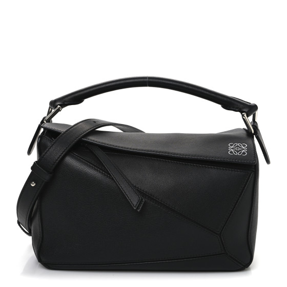Pre-owned Loewe Calfskin Small Puzzle Bag Black