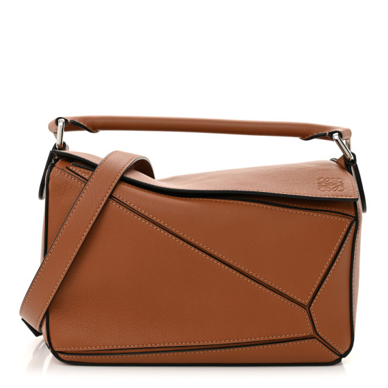 Pre-owned Loewe Calfskin Small Puzzle Bag Tan