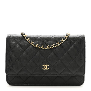 Pre-owned Chanel Caviar Quilted Wallet on Chain WOC Black