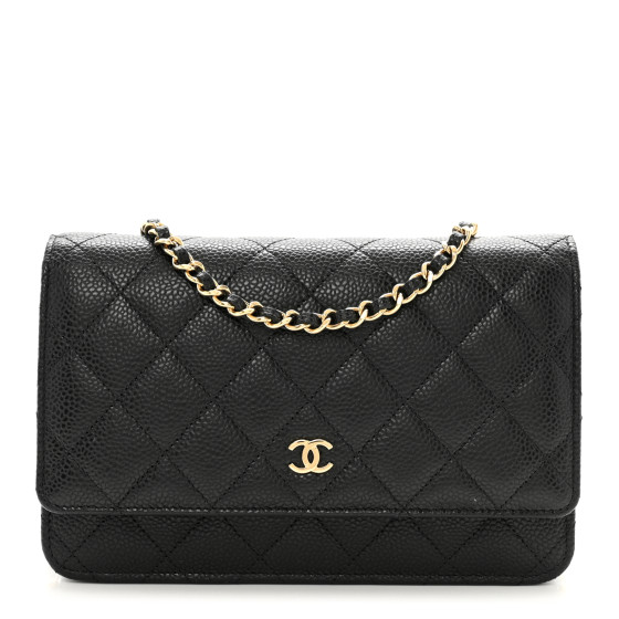 Pre-owned Chanel Caviar Quilted Wallet on Chain WOC Black