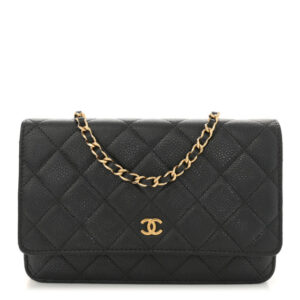 Pre-owned Chanel Caviar Quilted Wallet on Chain WOC Black