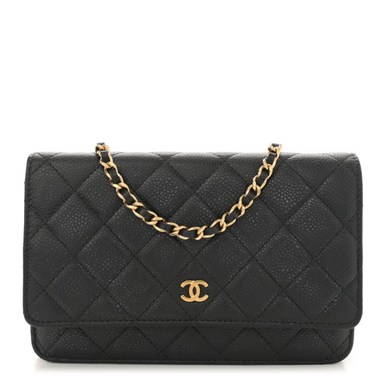 Pre-owned Chanel Caviar Quilted Wallet on Chain WOC Black