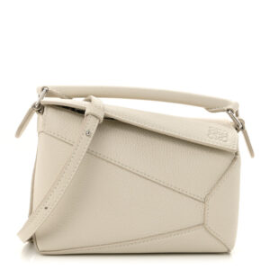 Pre-owned Loewe Calfskin Mini Puzzle Edge Bag Soft White