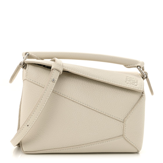 Pre-owned Loewe Calfskin Mini Puzzle Edge Bag Soft White