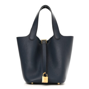 Pre-owned Hermes Taurillon Clemence Picotin Lock 18 PM Bleu Nuit