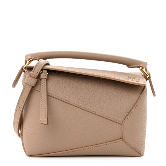 Pre-owned Loewe Calfskin Mini Puzzle Edge Bag Sand
