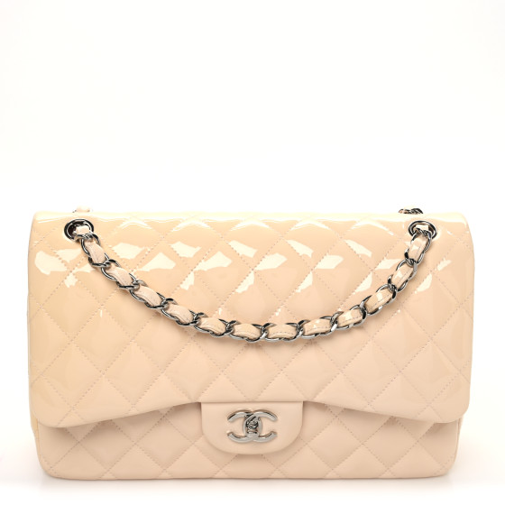 Pre-owned Chanel Patent Quilted Jumbo Double Flap Light Pink