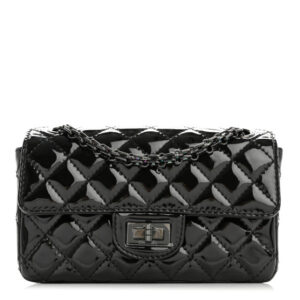 Pre-owned Chanel Patent Calfskin Quilted 2.55 Reissue Mini Flap So Black