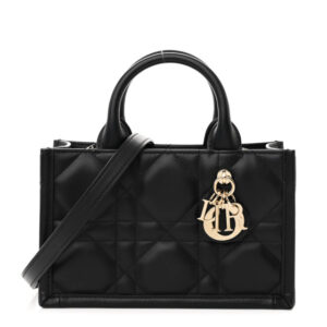 Pre-owned Dior Calfskin Macrocannage Mini Book Tote Black