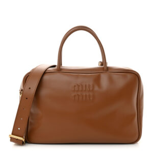 Pre-owned Miu Miu Soft Calf Softy Large Beau Top Handle Bag Cognac