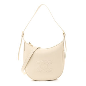 Pre-owned Celine Supple Calfskin Cuir Triomphe Small Heloise Shoulder Bag White Cotton
