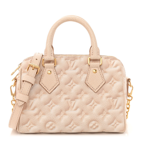 Pre-owned Louis Vuitton Empreinte Monogram Summer Stardust Speedy Bandouliere 20 Beige Clair