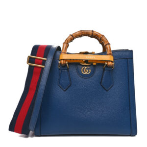 Pre-owned Gucci Textured Dollar Calfskin Web Small Diana Tote Bag Royal Crop