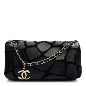 Pre-owned Chanel Lambskin Jersey Scales Flap Black