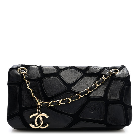Pre-owned Chanel Lambskin Jersey Scales Flap Black