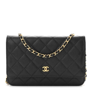 Pre-owned Chanel Caviar Quilted Wallet on Chain WOC Black