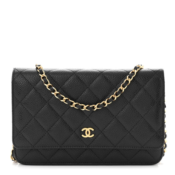 Pre-owned Chanel Caviar Quilted Wallet on Chain WOC Black