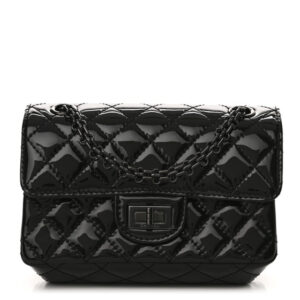 Pre-owned Chanel Patent Calfskin Quilted 2.55 Reissue Mini Flap So Black