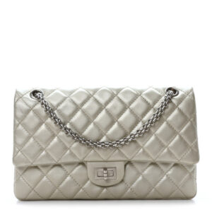 Pre-owned Chanel Metallic Lambskin Quilted 2.55 Reissue 226 Flap Silver
