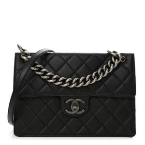 Pre-owned Chanel Caviar Quilted Large Retro Class Flap Black