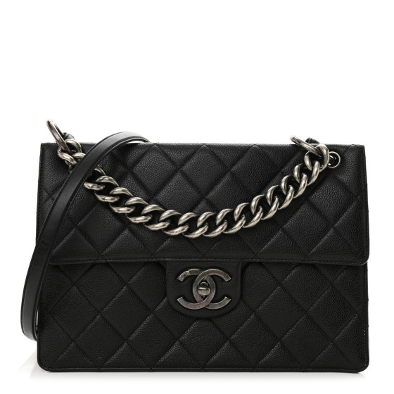 Pre-owned Chanel Caviar Quilted Large Retro Class Flap Black