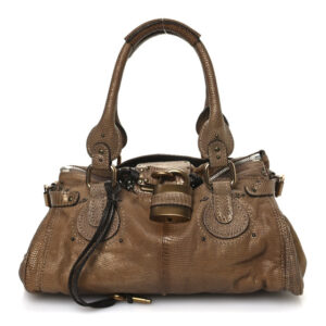 Pre-owned Chloe Lizard Medium Paddington Satchel Bronze