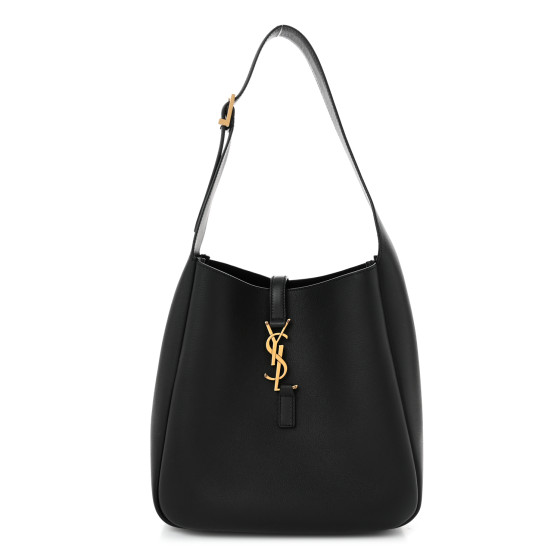 Pre-owned Saint Laurent Smooth Calfskin Small Le 5 A 7 Soft Hobo Black