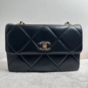 Pre-owned BJ11019050188 Chanel Trendy WOC Black Lambskin Shoulder Bag Handbag