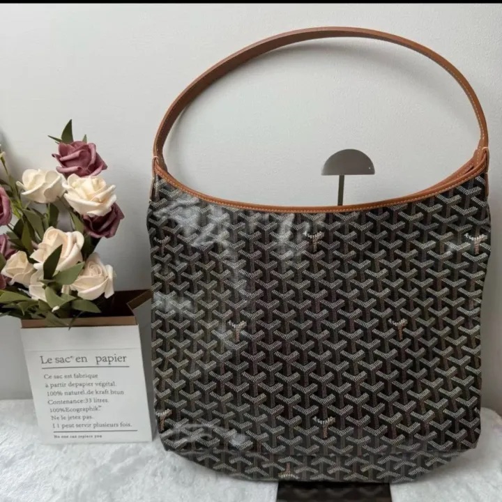 Pre-owned Goyard BJ1109905015 Boheme Brown Classic Goyardine Hobo Shouder Bag