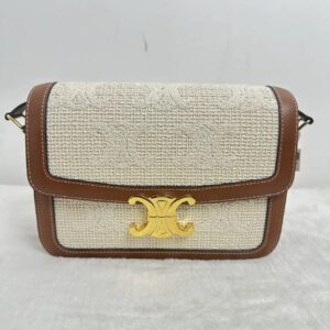 Pre-owned Celine Triomphe Box Caramel Canvas Shoulder Bag BJ2023