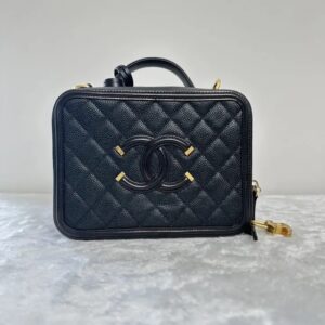 Pre-owned Chanel Vanity Case Black Caviar Grained Calfskin Handbag Shoulder Bag