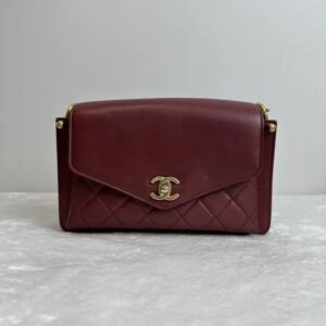 Pre-owned Chanel 19B Red Gold Messenger Bag Cowhide Shoulder Bag Crossbody Bag BJ2019