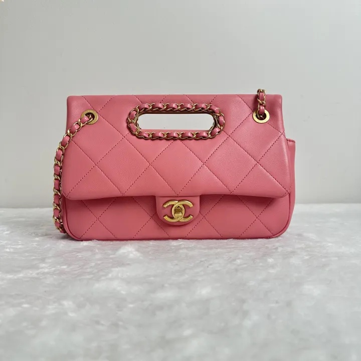 Pre-owned Chanel Classic Flap Pink Cowhide Shoulder Bag Handbag Crossbody Bag