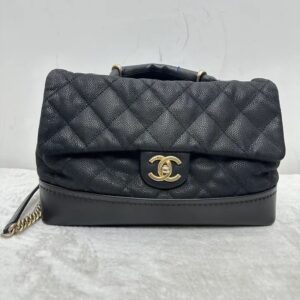 Pre-owned Chanel Classic Flap Black Cowhide Shoulder Bag Handbag BJ2013-2014
