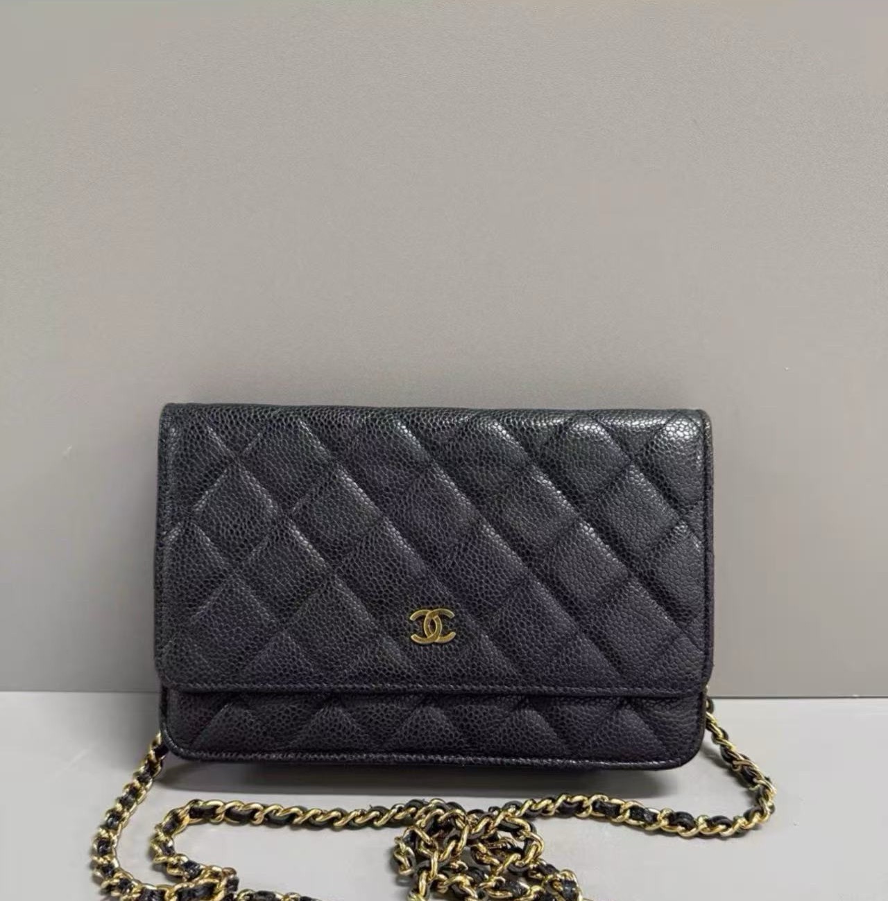 Pre-owned BJ1109905020 Chanel Woc Black Grained Calfskin Shouder Bag